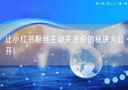 让小红书粉丝主动关注你的秘诀大公开！