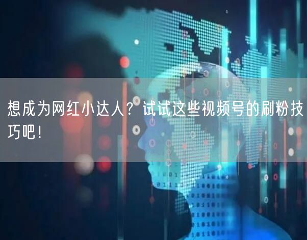 想成为网红小达人？试试这些视频号的刷粉技巧吧！
