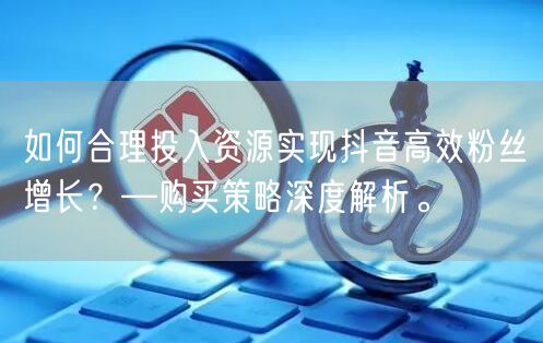 如何合理投入资源实现抖音高效粉丝增长？—购买策略深度解析。